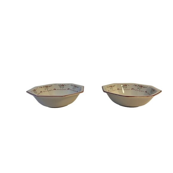 Johnson Brothers Madison Pattern 8-Sided Floral Design Set-2 Coupe Cereal Bowls - Picture 1 of 8